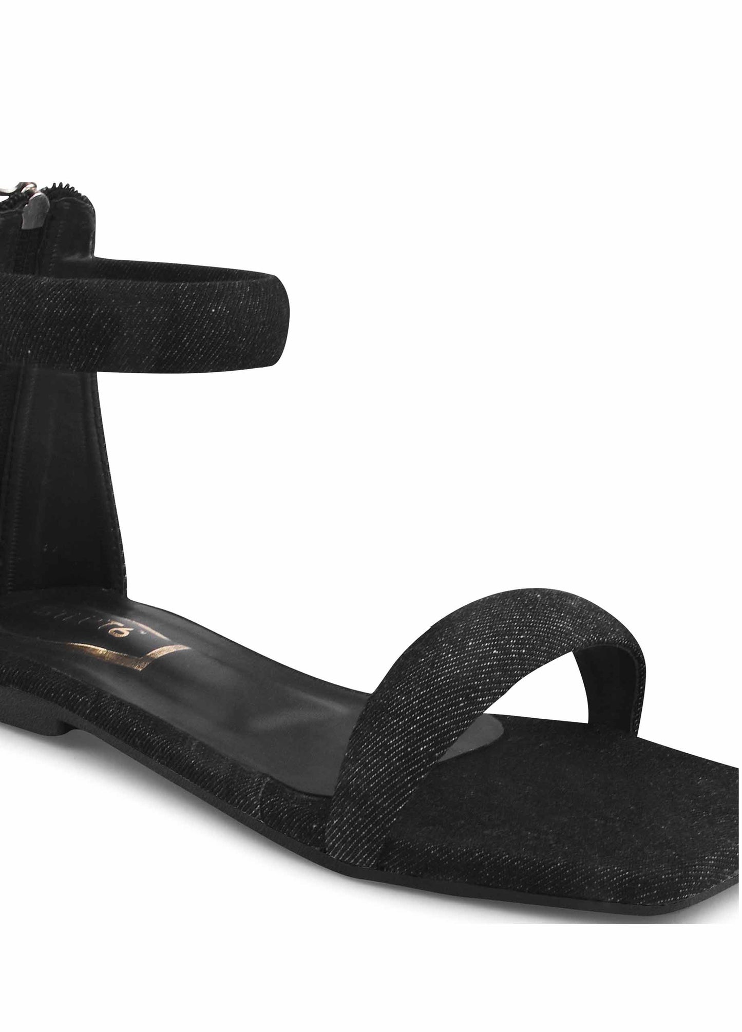 Ankle Strap Zip Back Flat Black