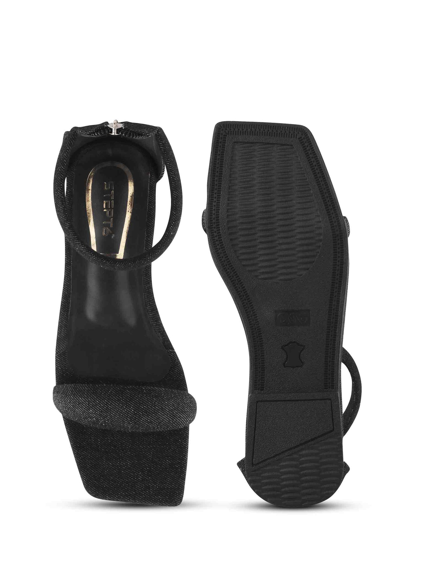 Ankle Strap Zip Back Flat Black