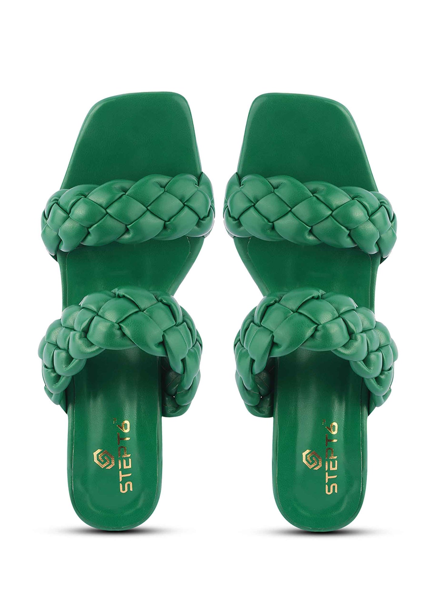 Zig Zag Strap Heel - Dark Green