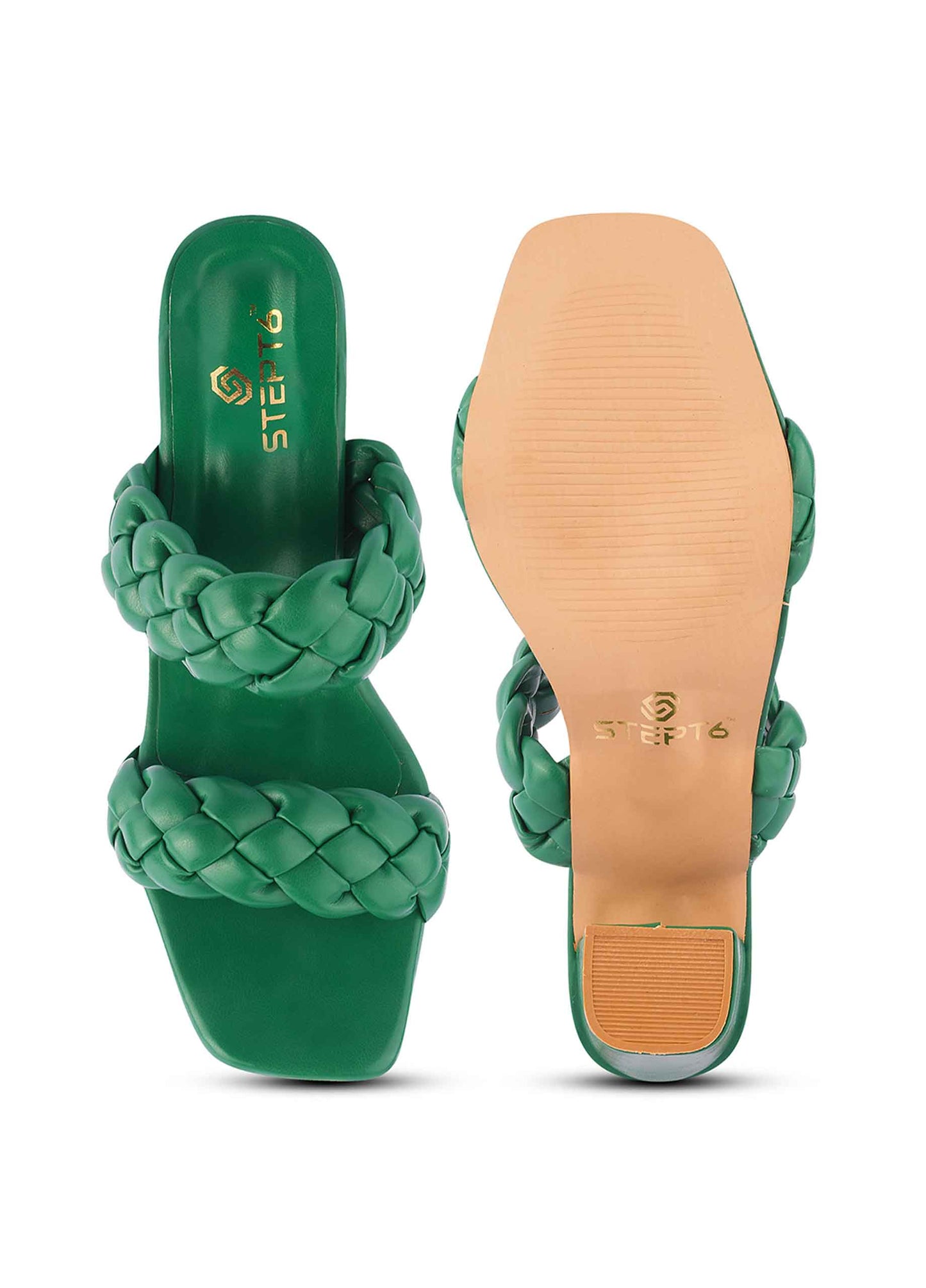 Zig Zag Strap Heel - Dark Green