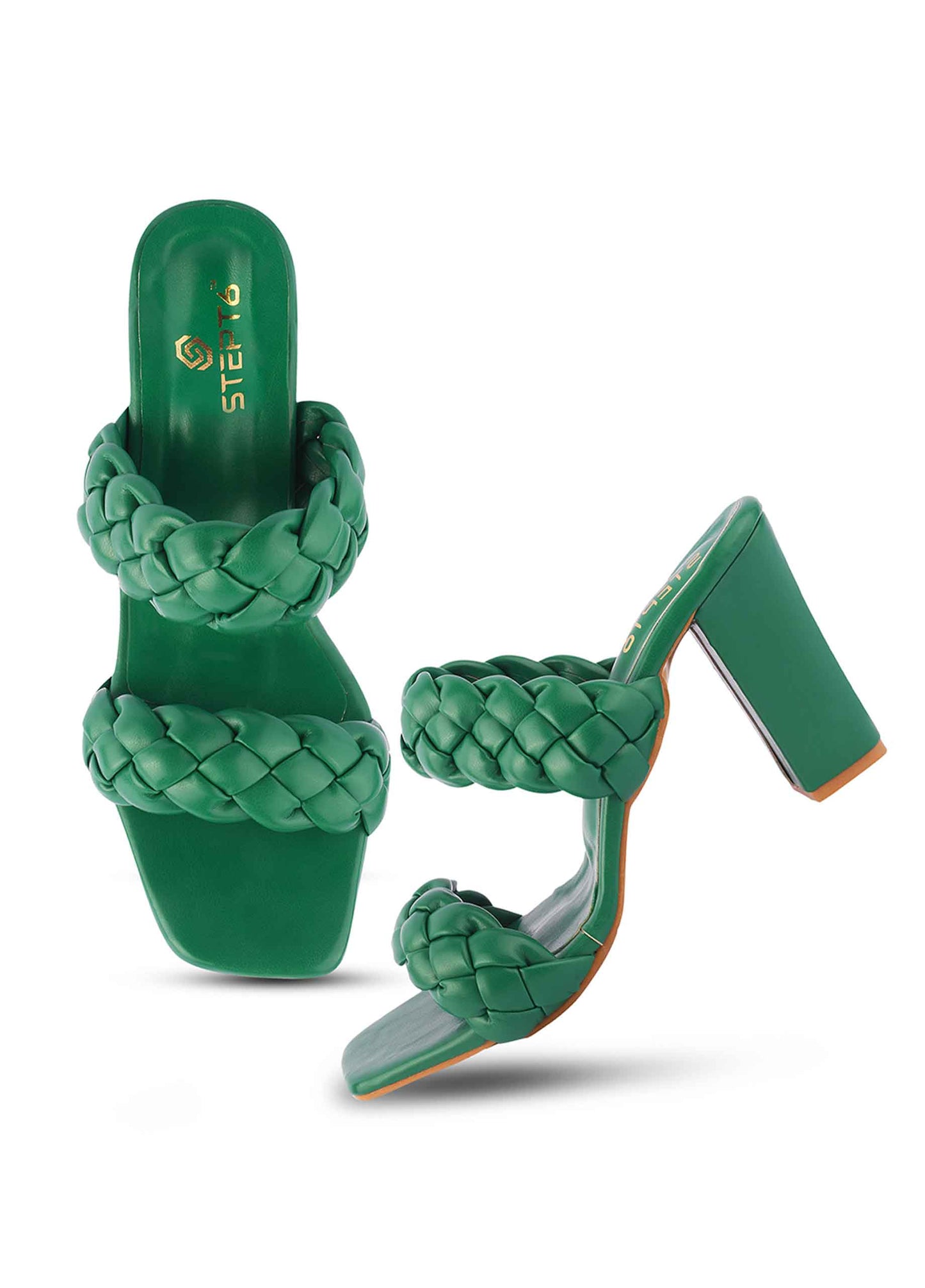 Zig Zag Strap Heel - Dark Green