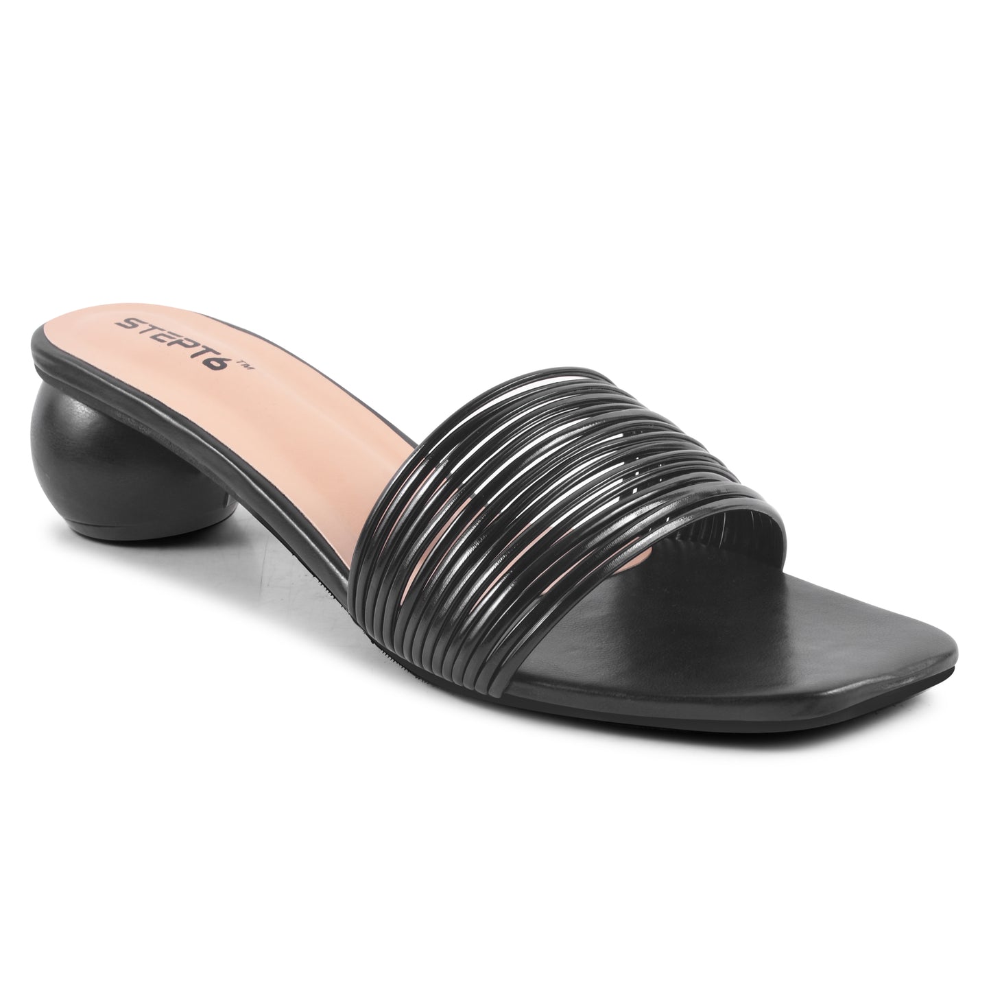 BLACK ROUND KITTEN HEEL