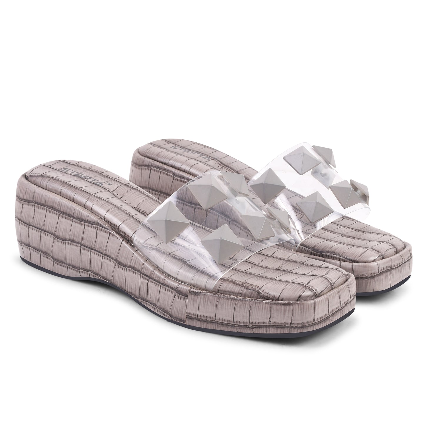 GREY TEXTURE RIVET WEDGES