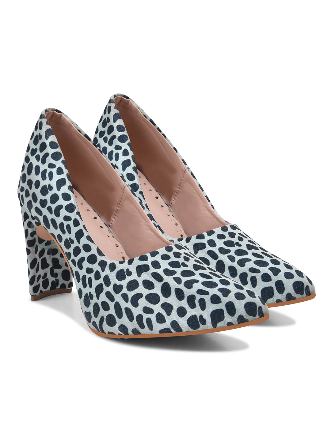 Green-Black Leopard Print Block Heel Pumps