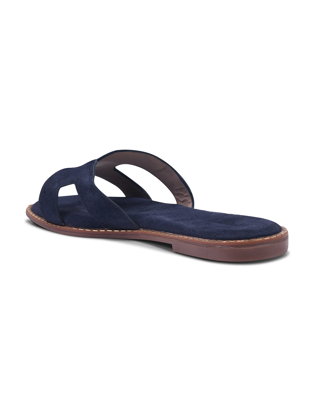 Urban Chic Navy Blue H-Strap Slip-On Sandals for Women