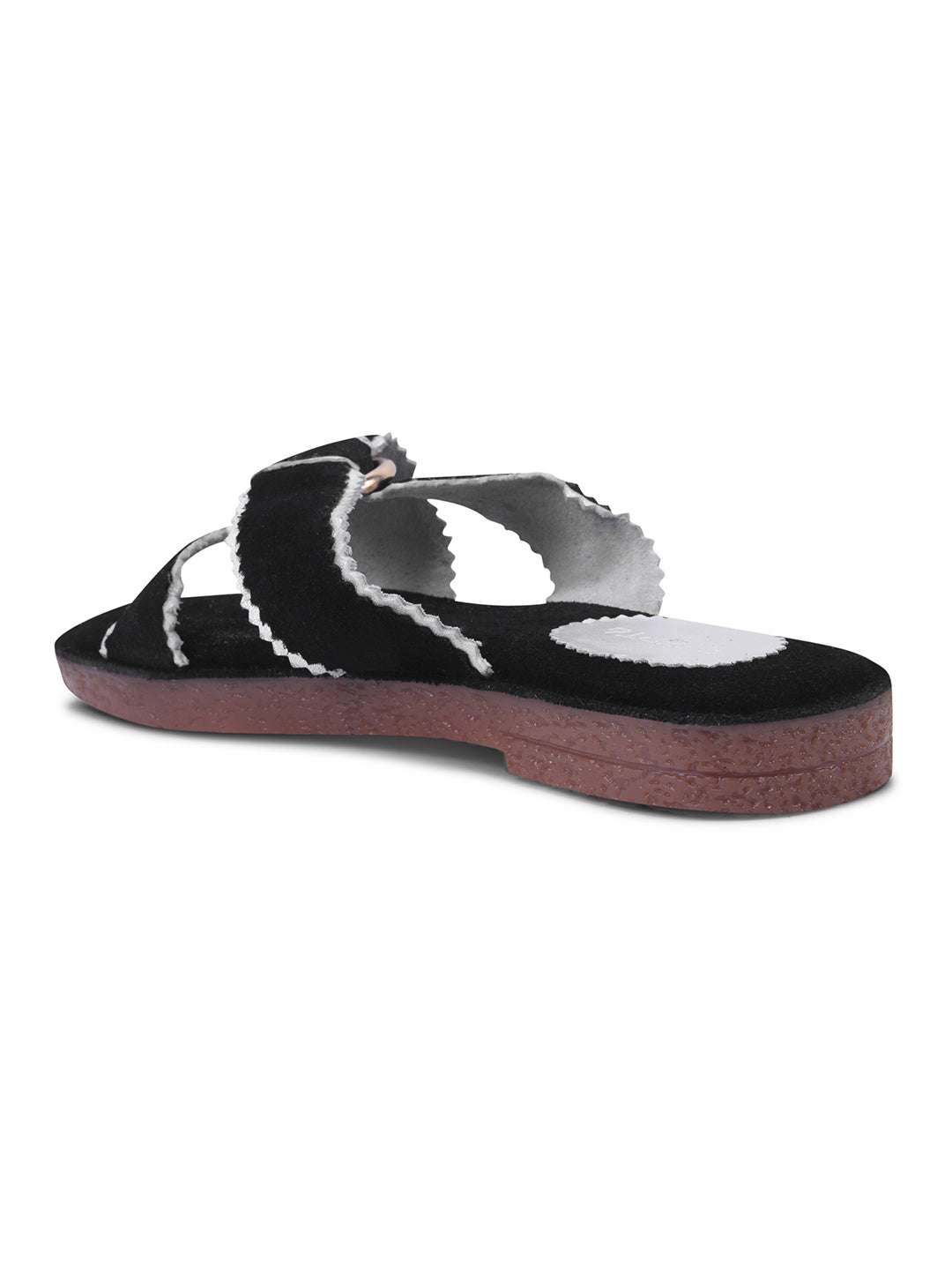 Urban Chic Black Slip-On Sandals for Women
