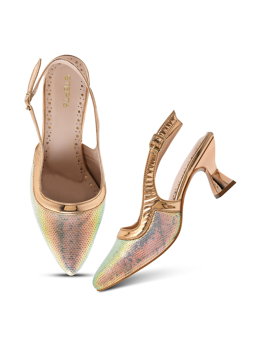 Shimmering Seagreen Slingback Heels