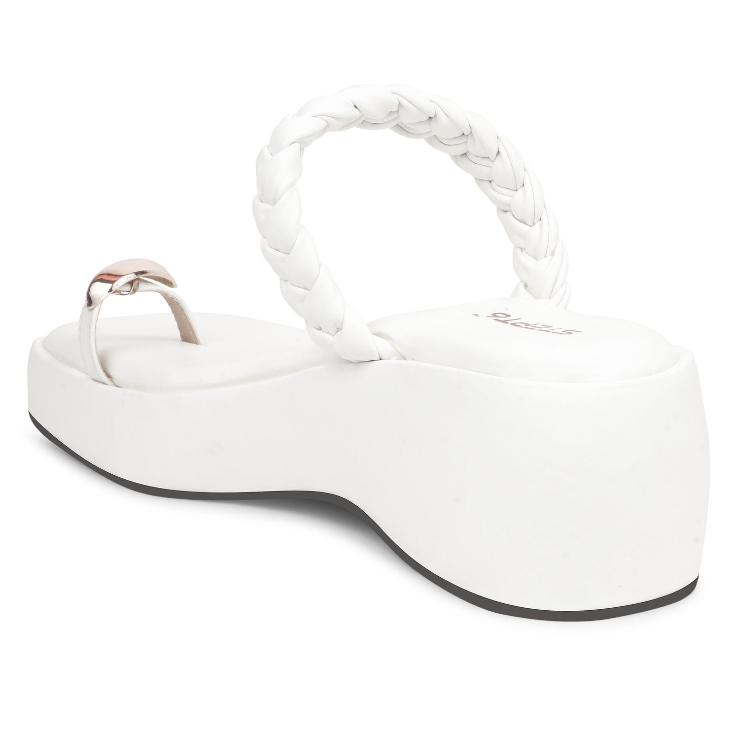 WHITE WOVEN STRAP WEDGES