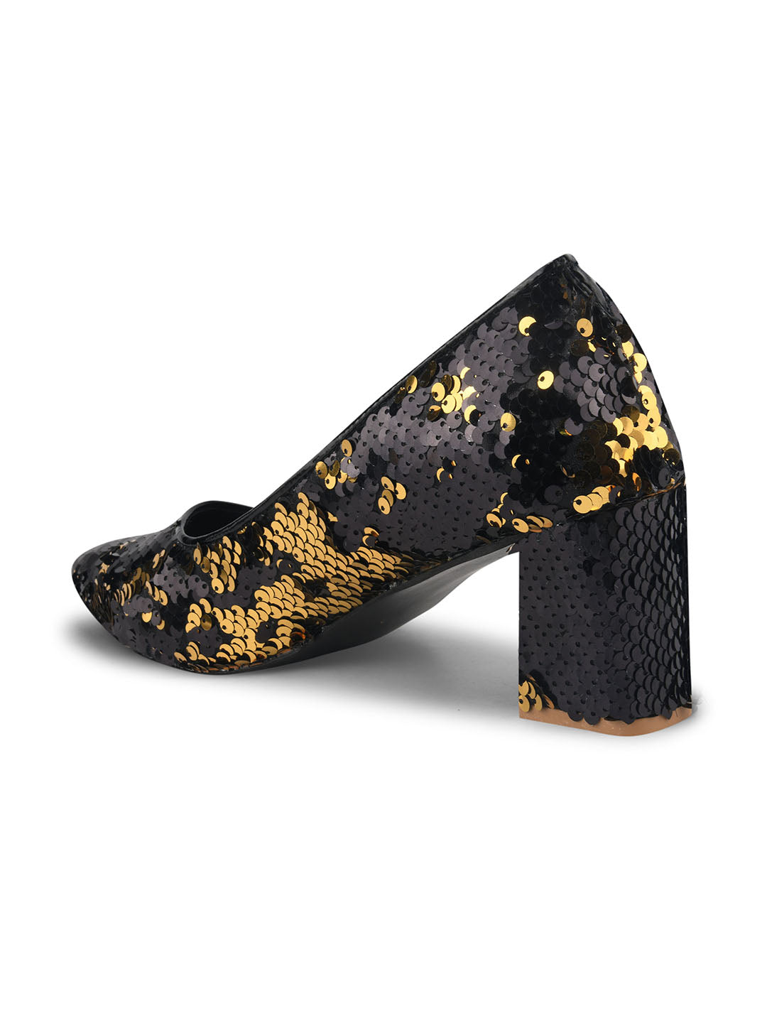 Midnight Luxe Black & Gold Sequin Party Pumps