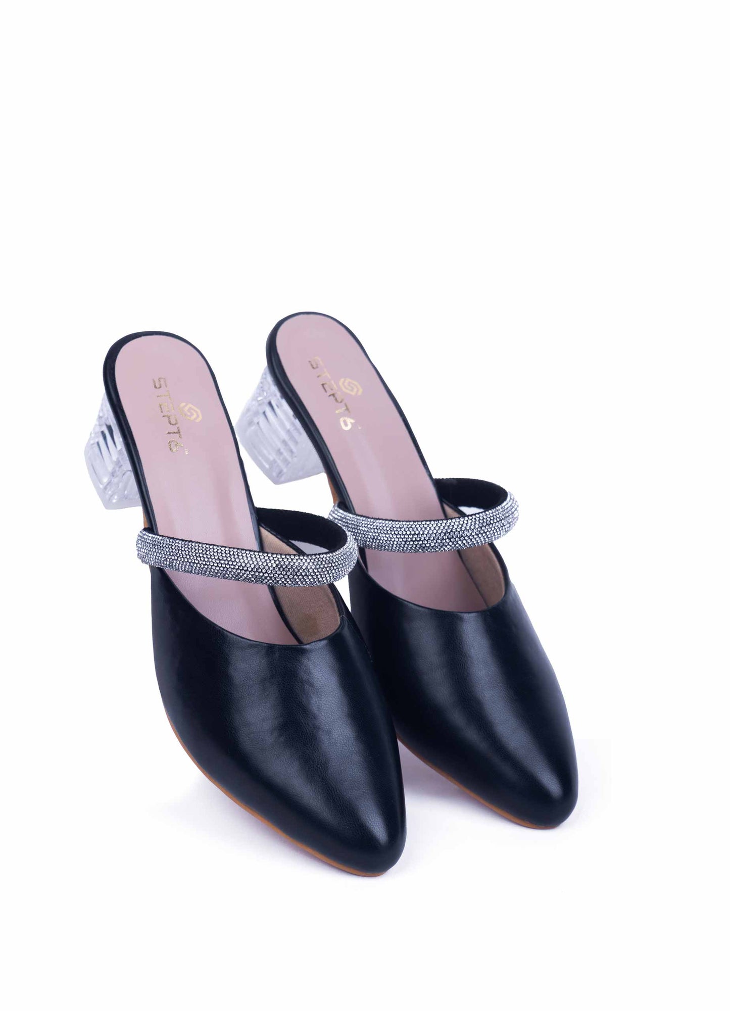 Thin Elastic Strap Heel – Black