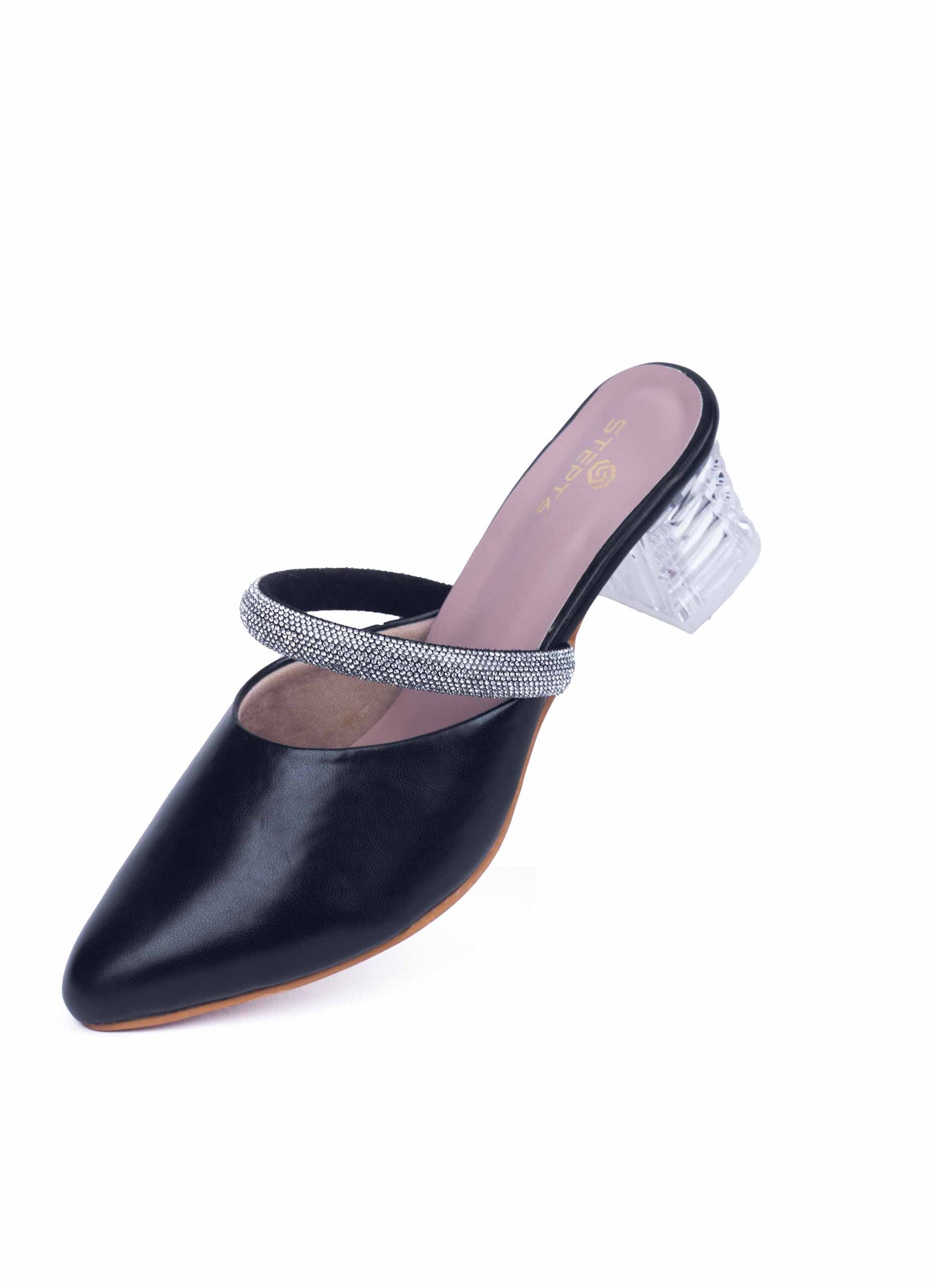 Thin Elastic Strap Heel – Black