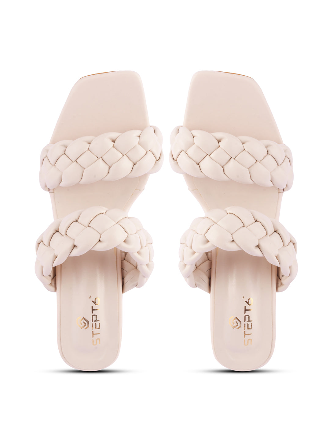 Zig Zag Strap Heel - Cream