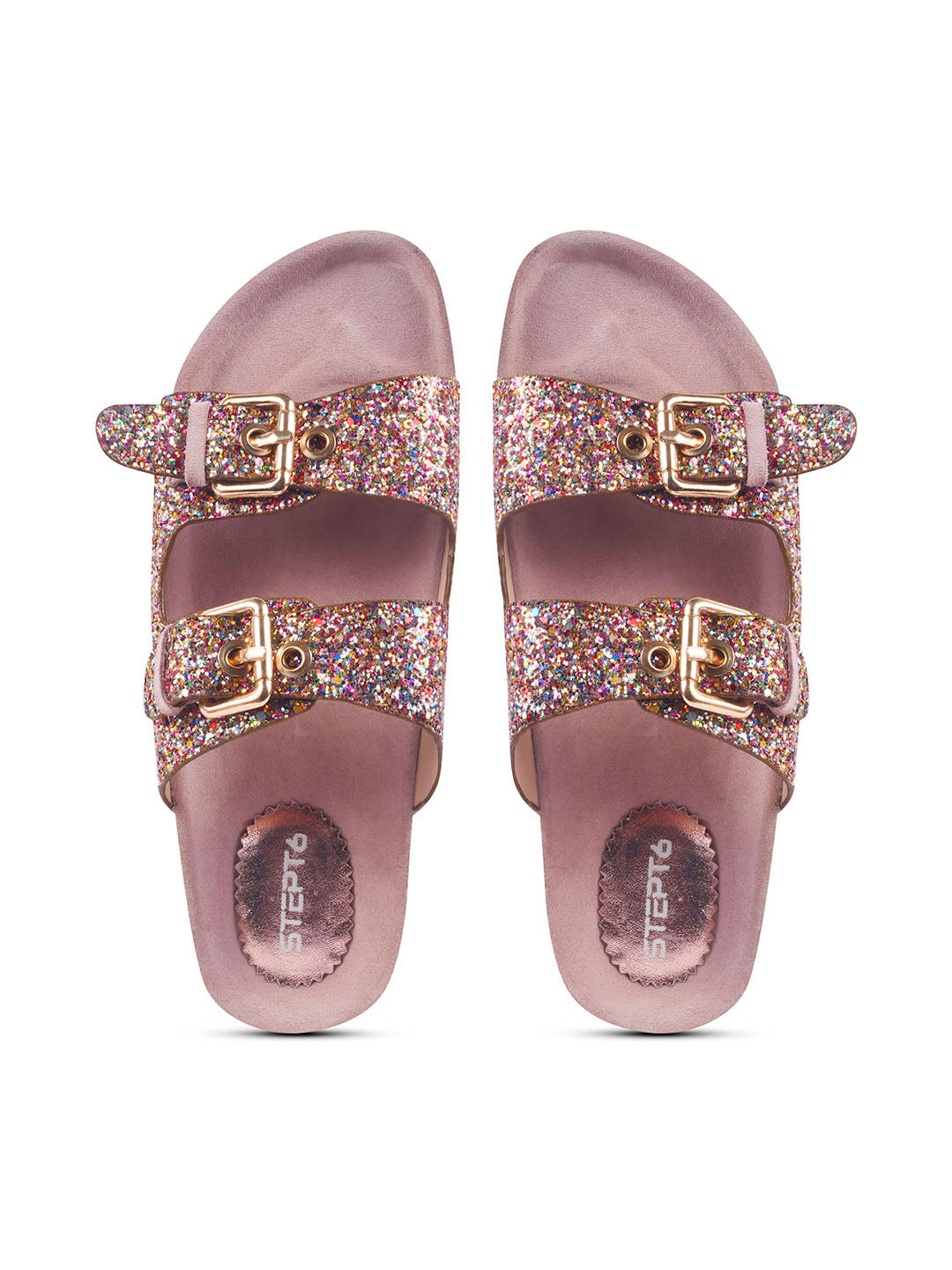 SPARKLE SUEDE COMFORT SLIDES FOR WOMEN - PINK