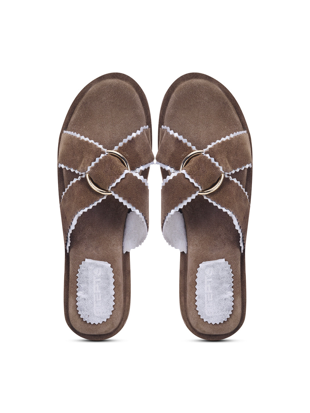 Urban Chic Brown Slip-On Comfort Sandals for Women