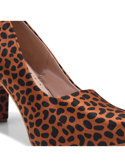 Leopard Print Block Heel Pumps