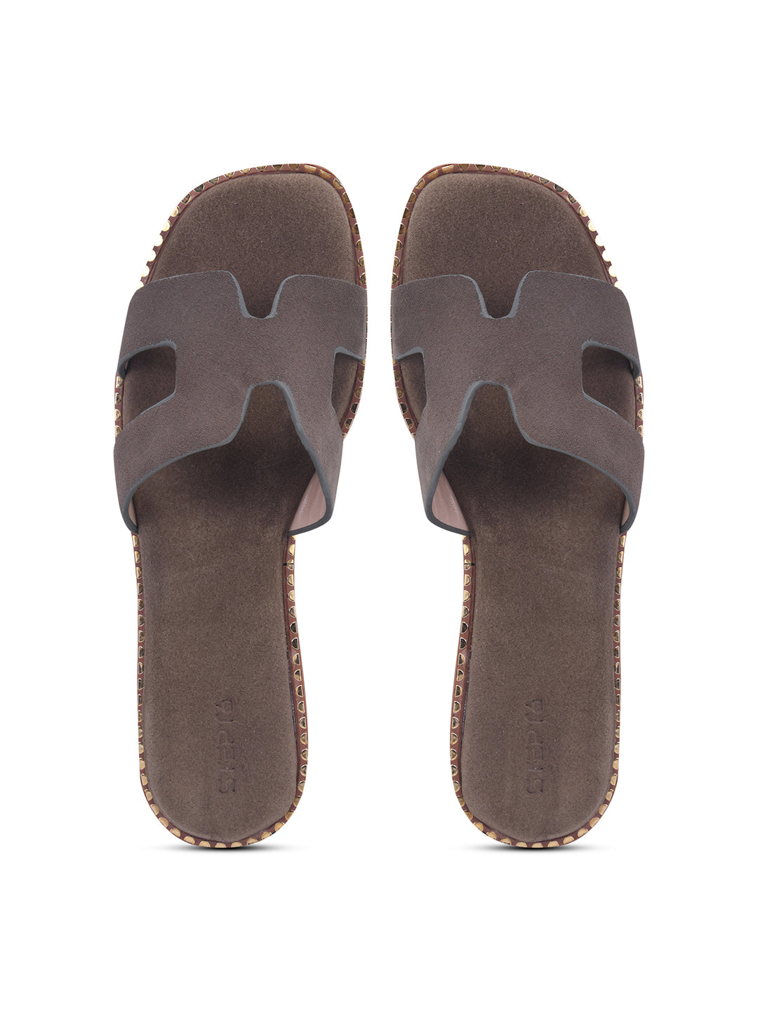 Urban Chic Dark Grey H-Strap Slip-On Sandals for Women