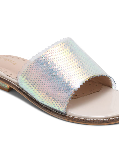 Lavender-Silver Sequin Open Flats