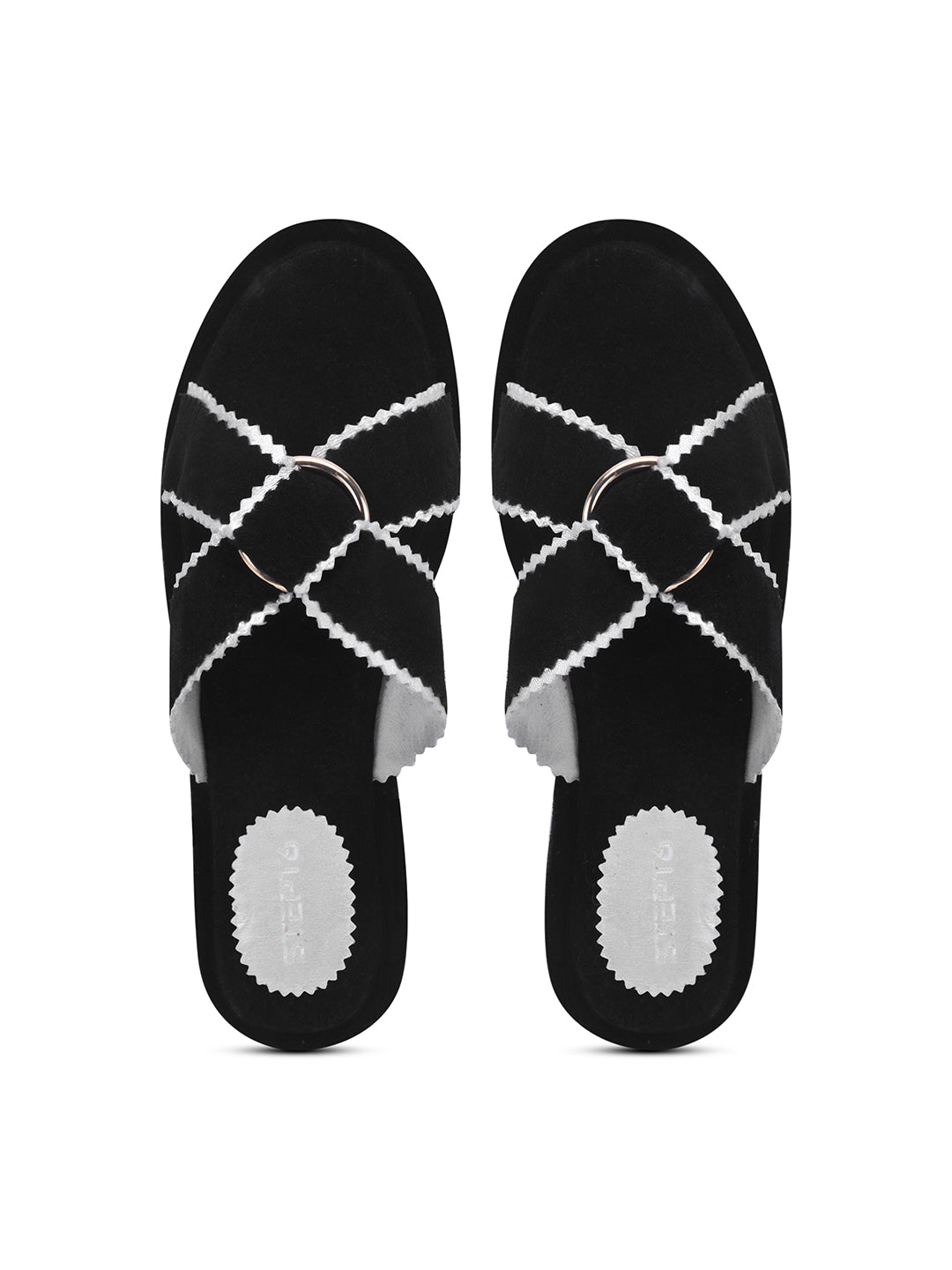 Urban Chic Black Slip-On Sandals for Women