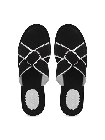 Urban Chic Black Slip-On Sandals for Women