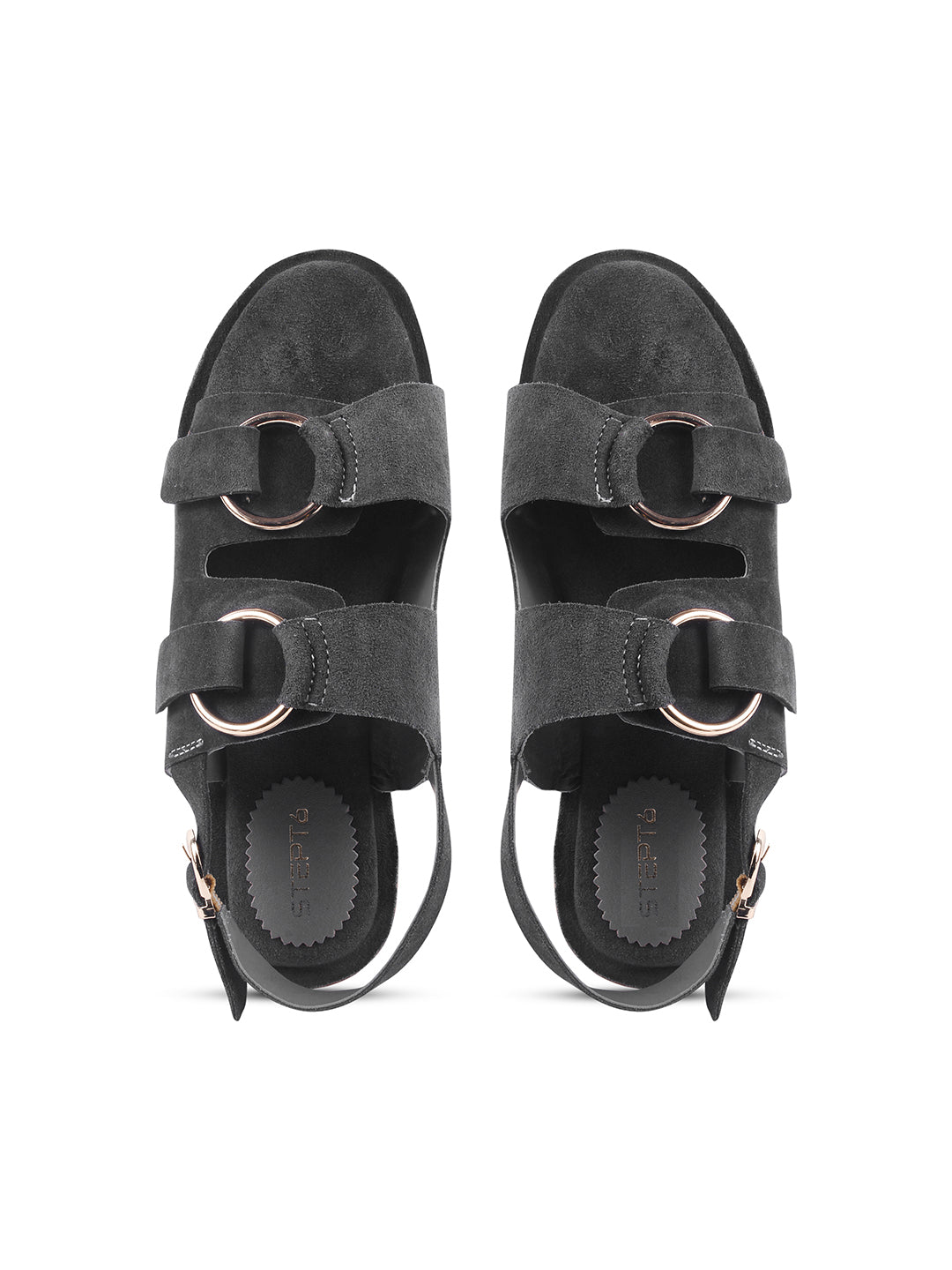 SUEDE DOUBLE BUCKLE SANDALS FOR WOMEN – DARKGREEN