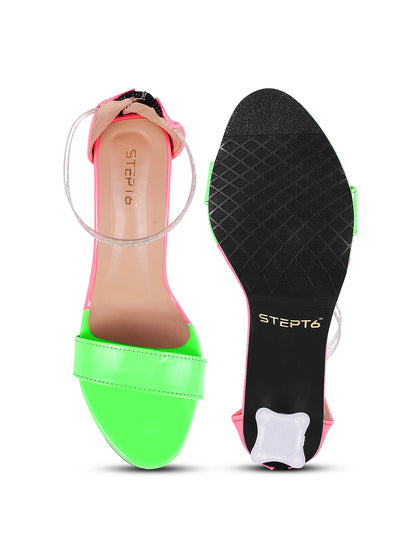 PARROT GREEN TRANSPARENT BLOCK HEEL