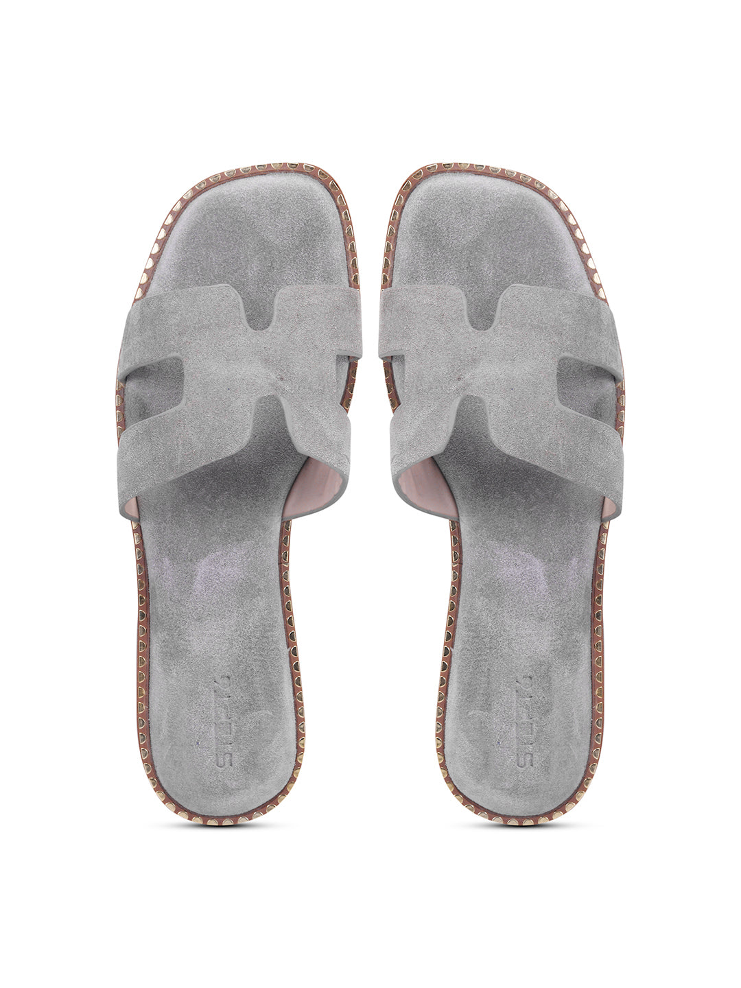 Urban Chic Light Grey H-Strap Slip-On Sandals for Women