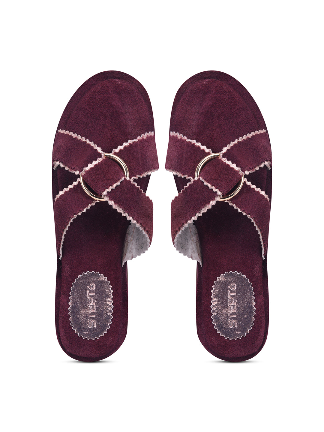 Urban Chic Maroon Slip-On Comfort Sandals for Women