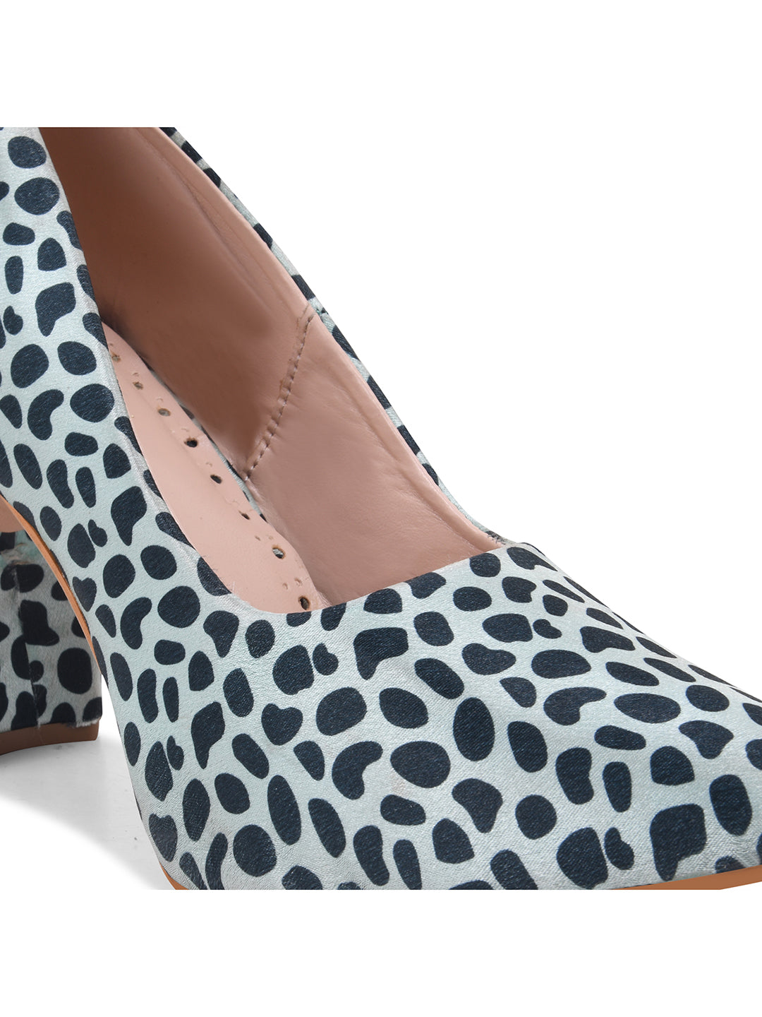 Green-Black Leopard Print Block Heel Pumps