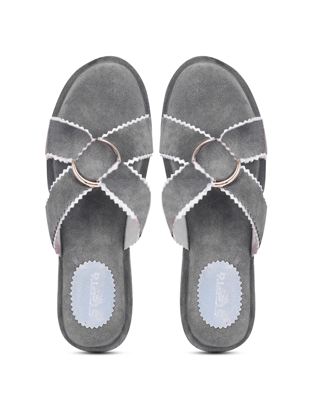 Urban Chic Grey Slip-On Comfort Sandals for Women