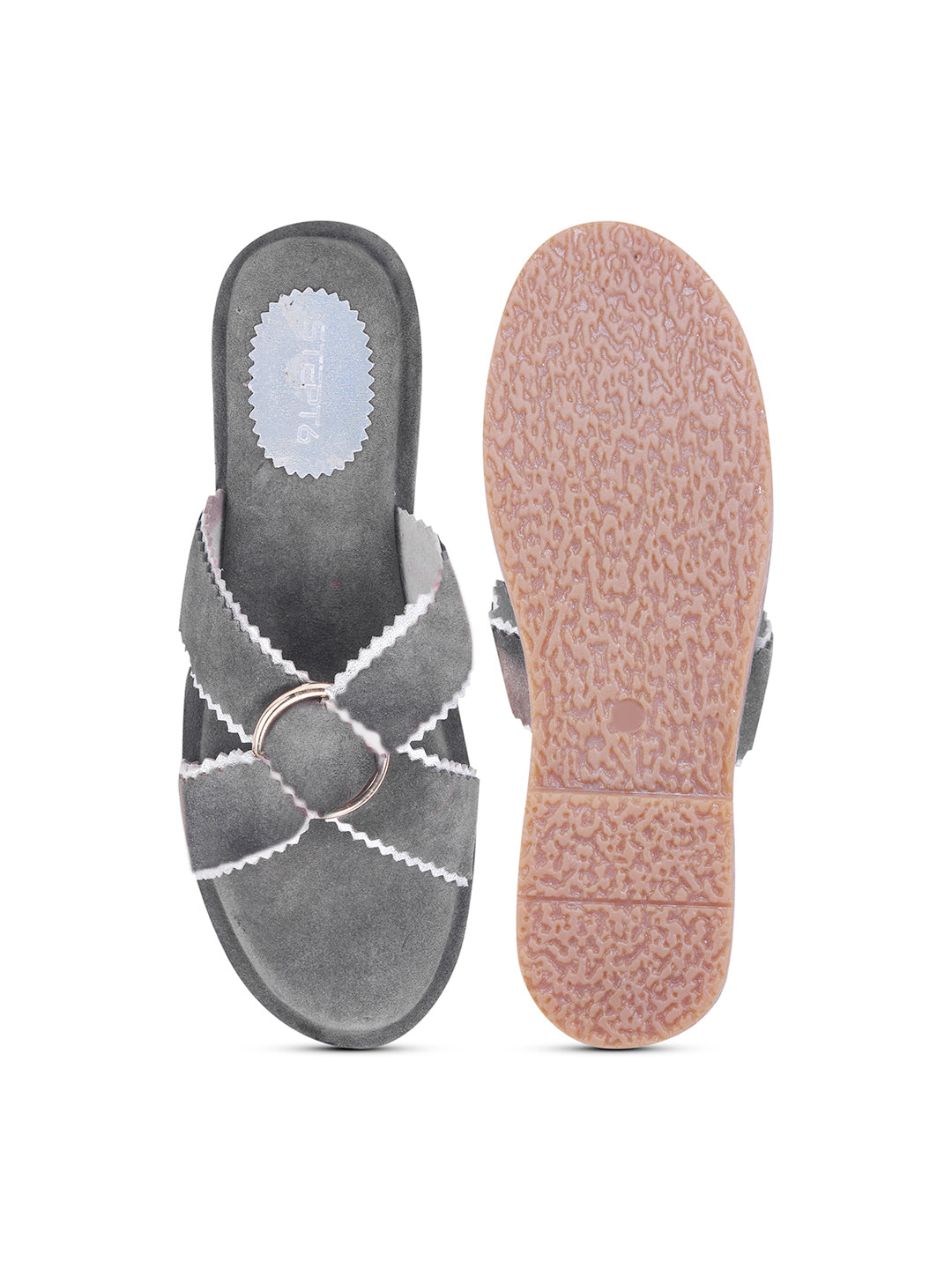 Urban Chic Grey Slip-On Comfort Sandals for Women