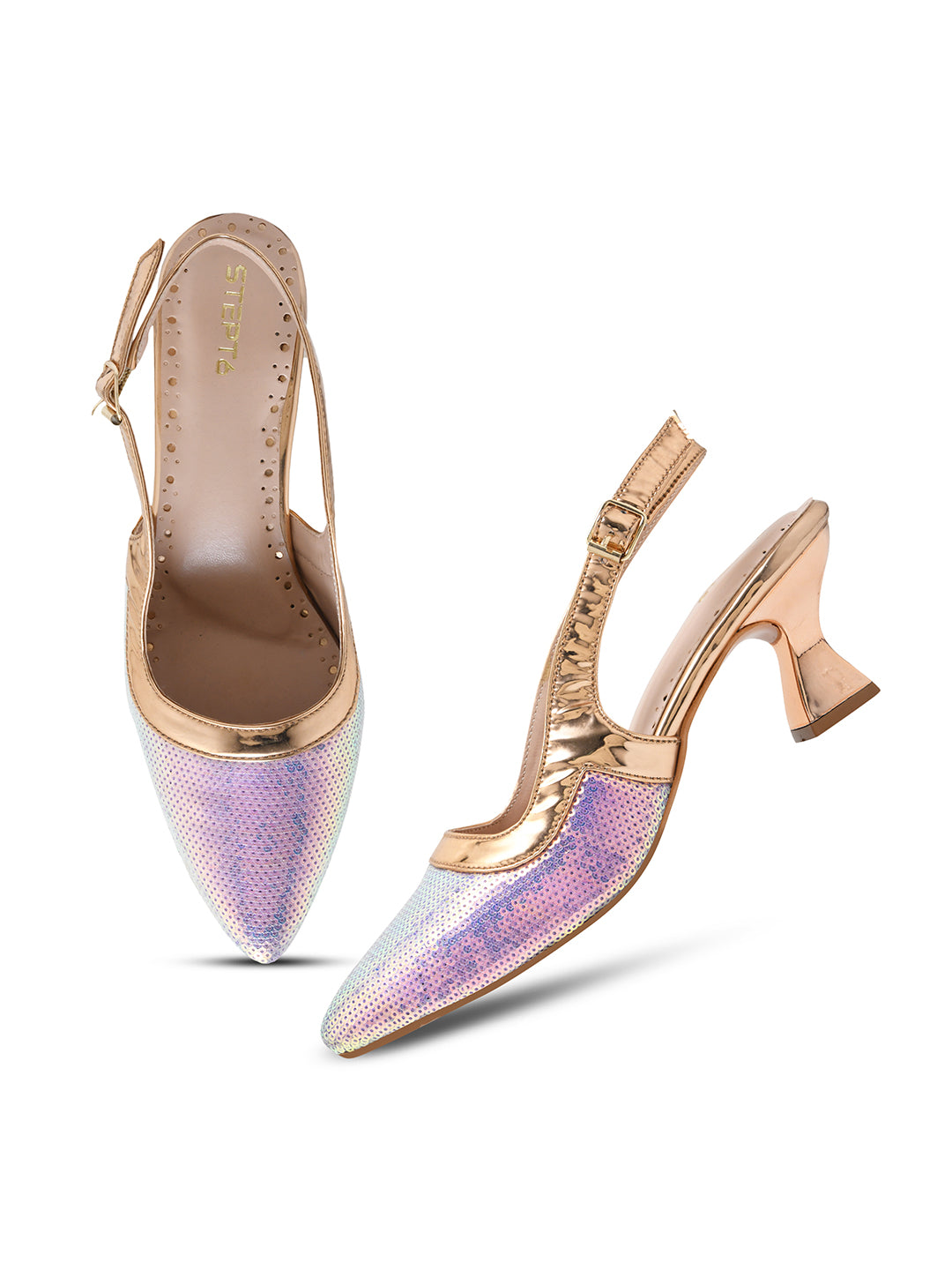 Shimmering Lavender Slingback Heels