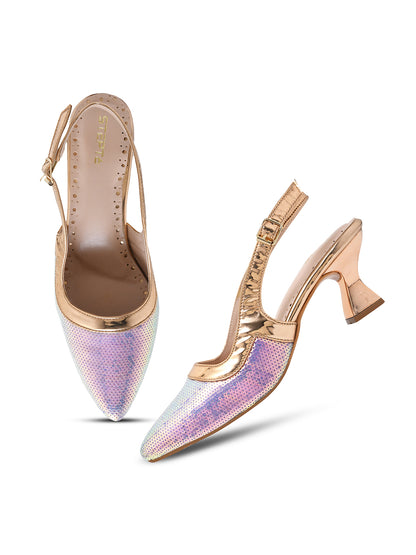 Shimmering Lavender Slingback Heels