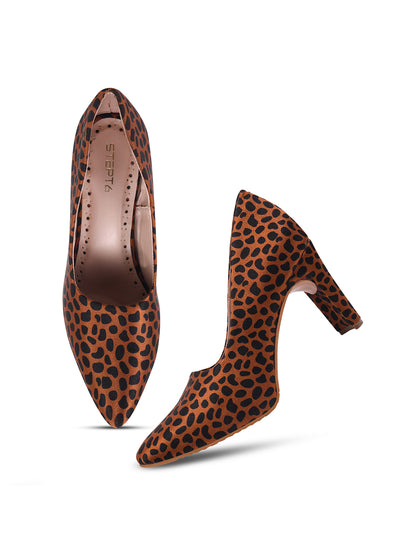 Leopard Print Block Heel Pumps