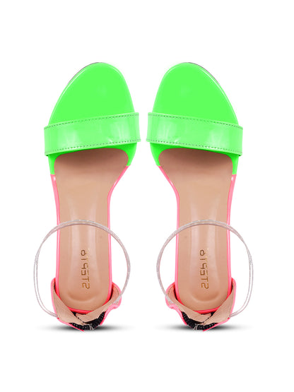 PARROT GREEN TRANSPARENT BLOCK HEEL