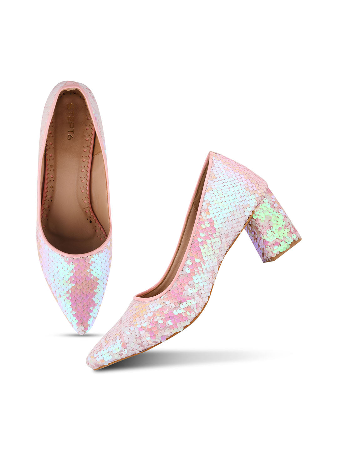 Blush Dream Pink & White Sequin Party Pumps