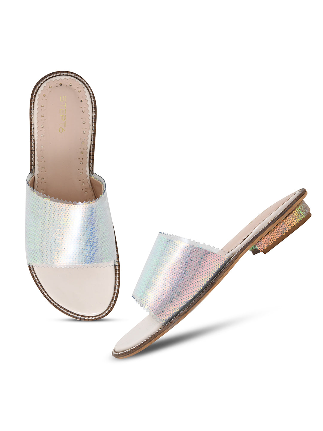 Lavender-Silver Sequin Open Flats