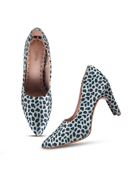 Green-Black Leopard Print Block Heel Pumps