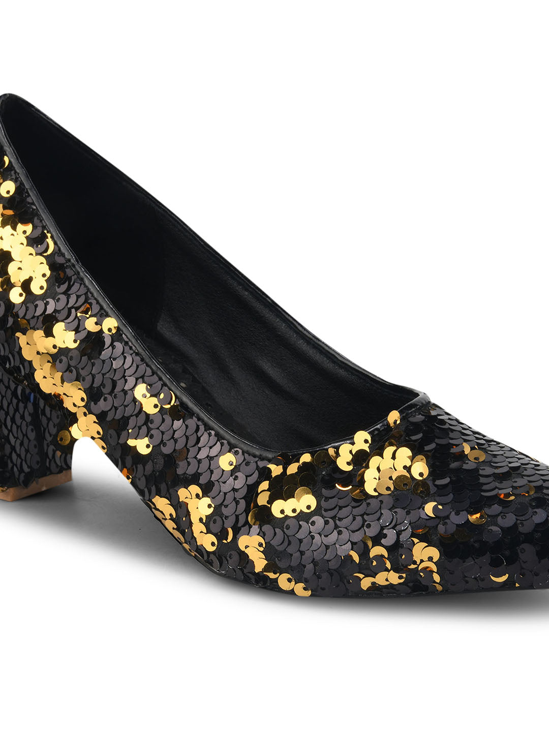 Midnight Luxe Black & Gold Sequin Party Pumps
