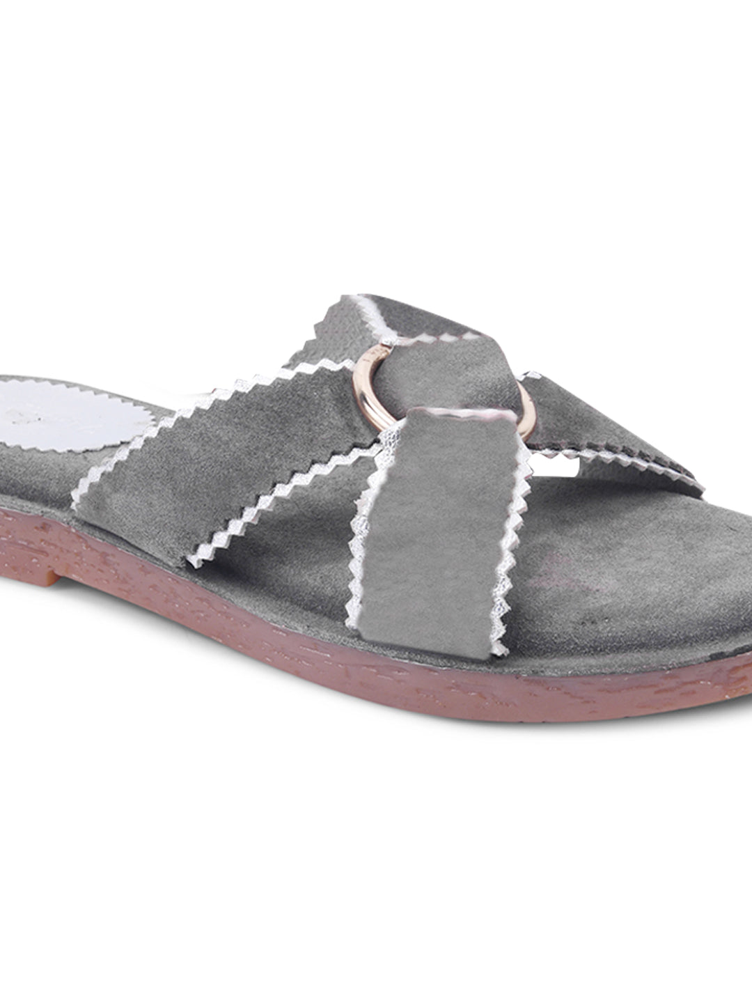 Urban Chic Grey Slip-On Comfort Sandals for Women