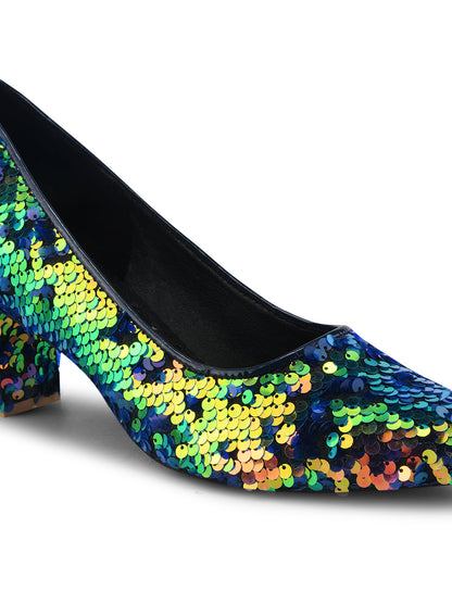 Rainbow Spark Multicolor Sequin Party Pumps