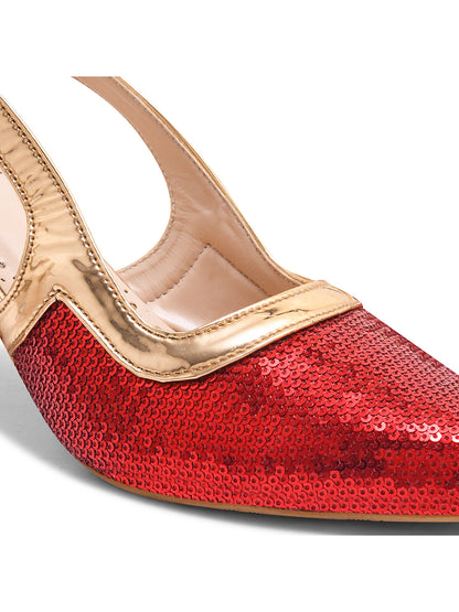 Shimmering Red Slingback Heels