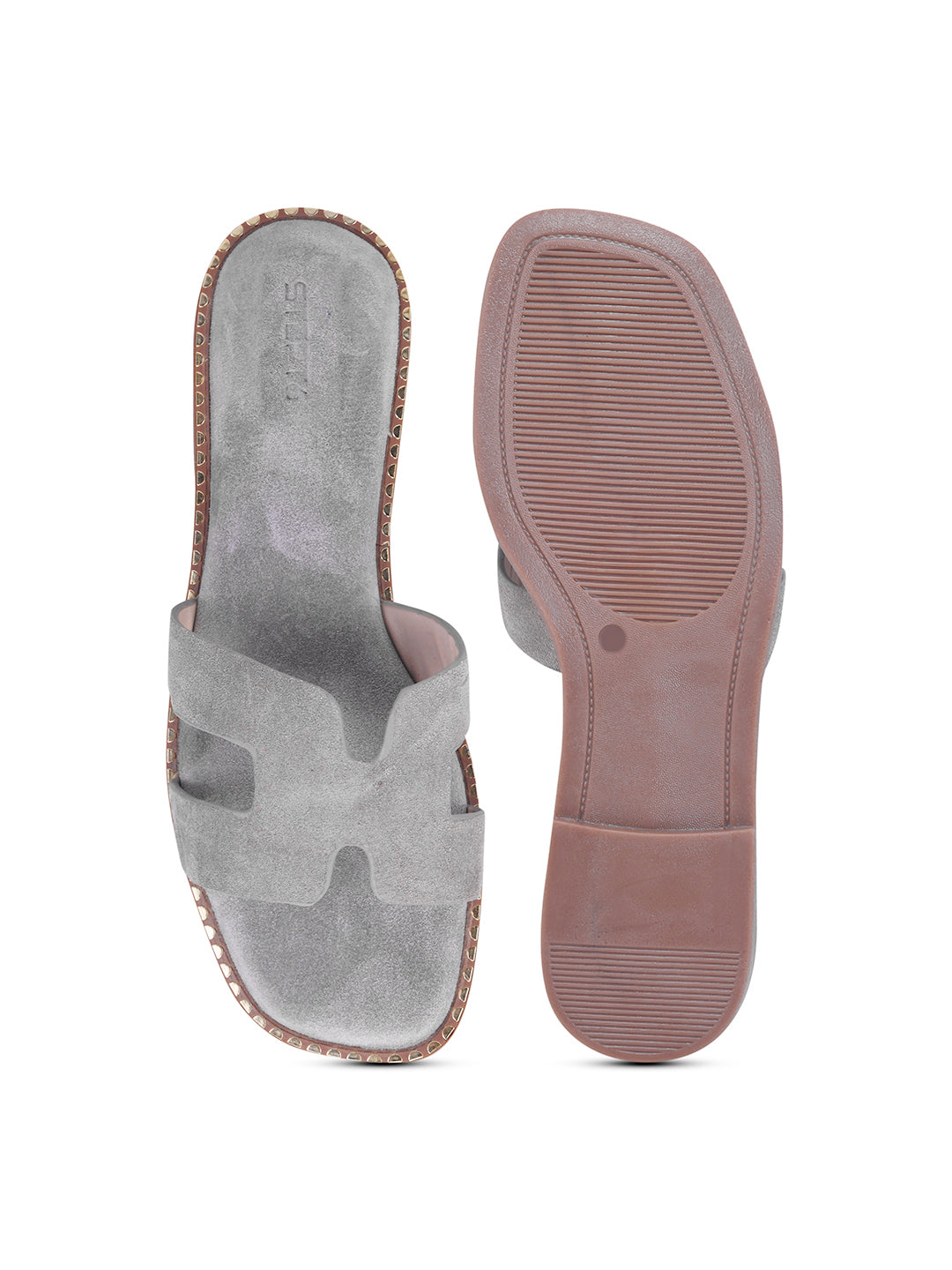 Urban Chic Light Grey H-Strap Slip-On Sandals for Women