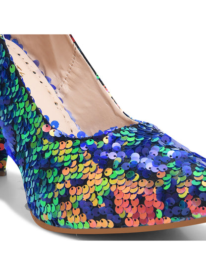 Multi-Color Sequin Party Heels