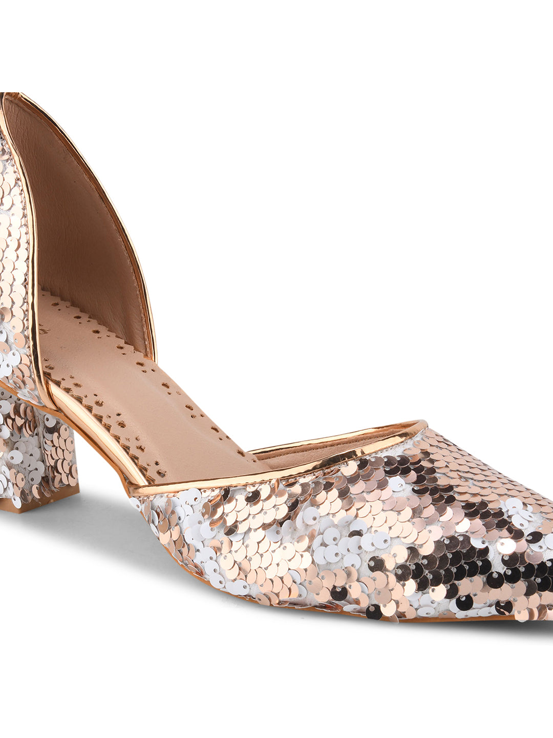Blush Glow Rose Gold & White Sequin Party Pumps