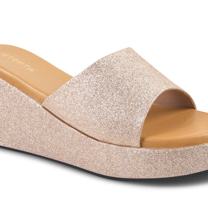 GLITTERY PEACH WEDGES