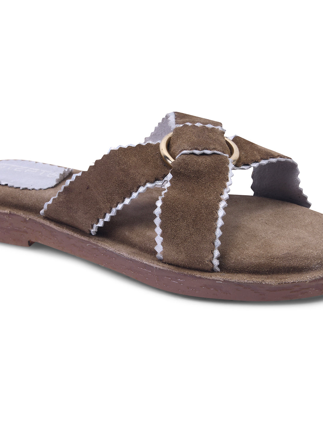 Urban Chic Brown Slip-On Comfort Sandals for Women