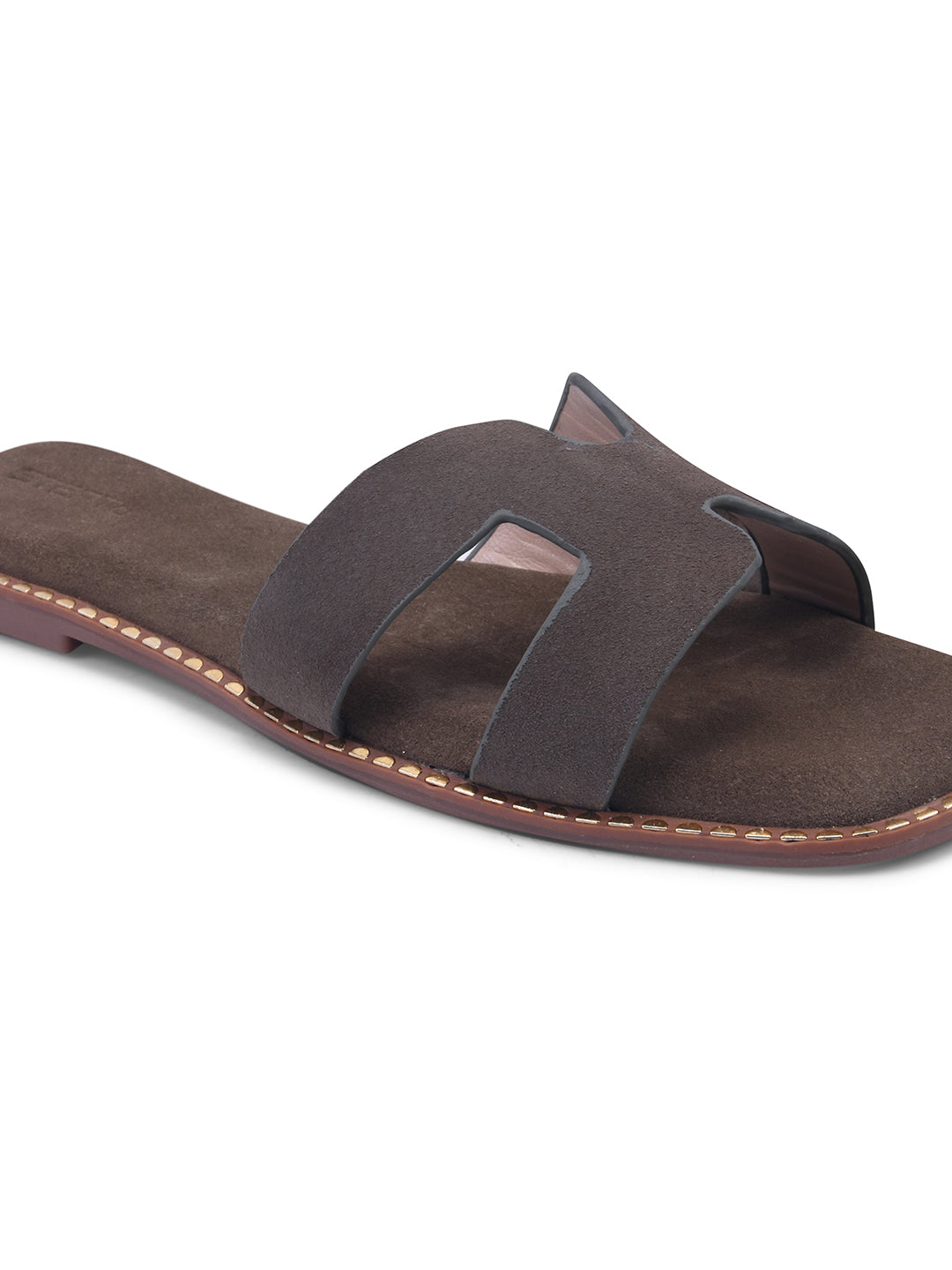 Urban Chic Dark Grey H-Strap Slip-On Sandals for Women