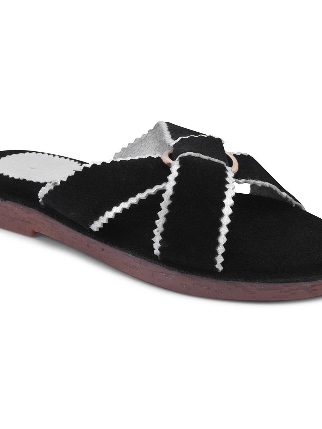 Urban Chic Black Slip-On Sandals for Women