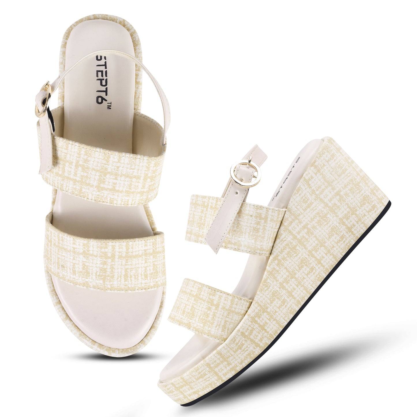 CREAM STRAP COMFY WEDGES