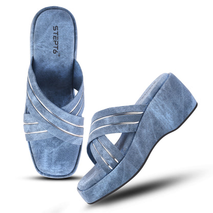 DENIM BLUE WEDGES